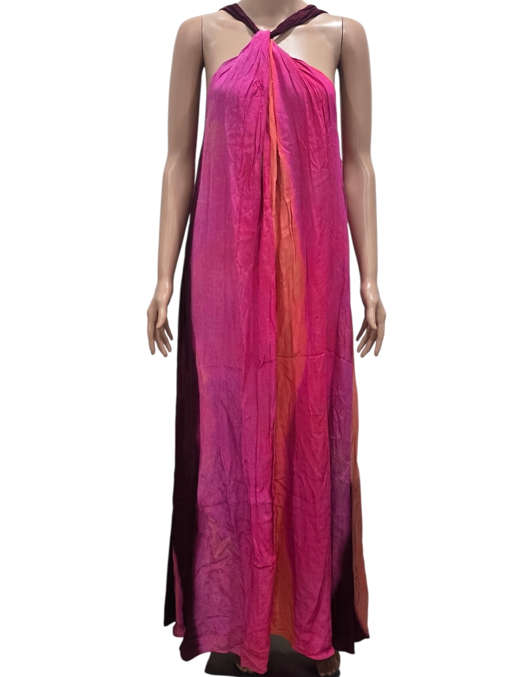 NEW Massimo Dutti Long Flowing Dress with Multicoloured Print RED MARL 6636/82 - Picture 4 of 10